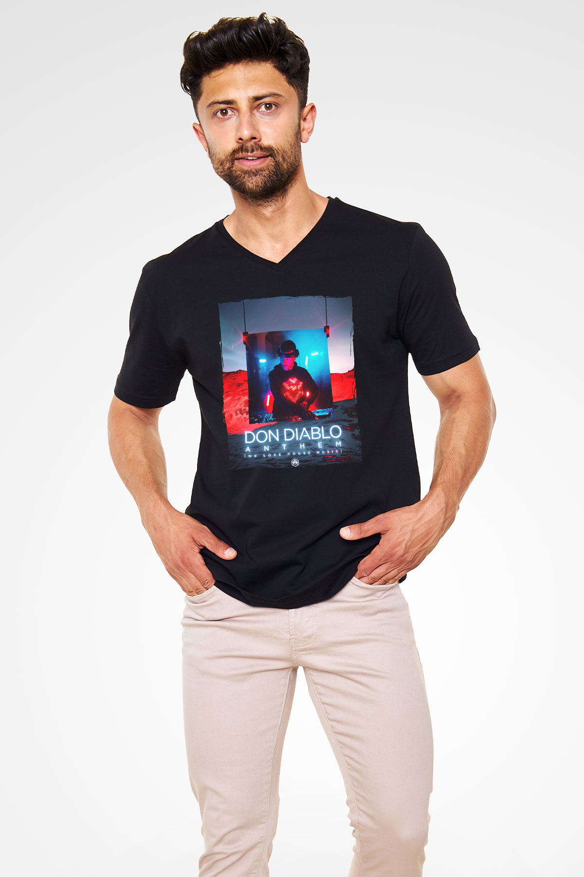 Don Diablo Siyah Unisex V Yaka Tişört