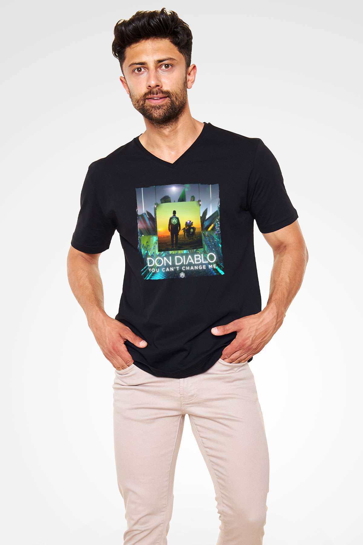 Don Diablo Siyah Unisex V Yaka Tişört
