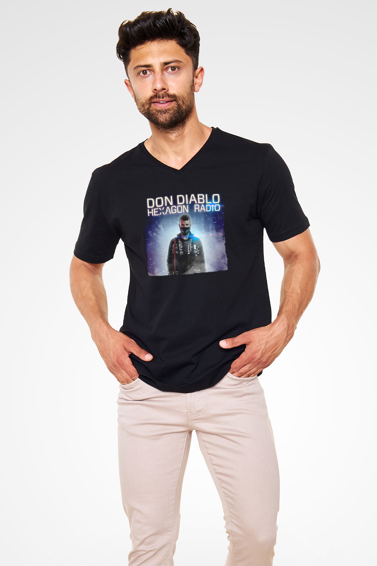 Don Diablo Siyah Unisex V Yaka Tişört