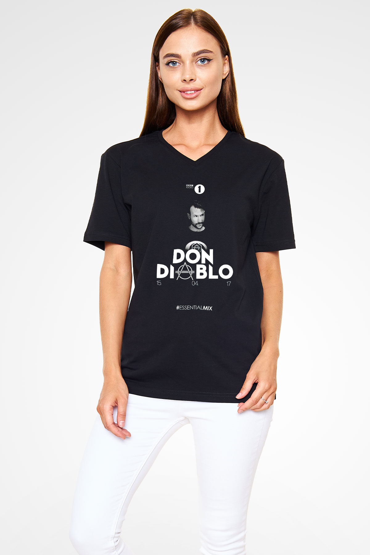 Don Diablo Siyah Unisex V Yaka Tişört