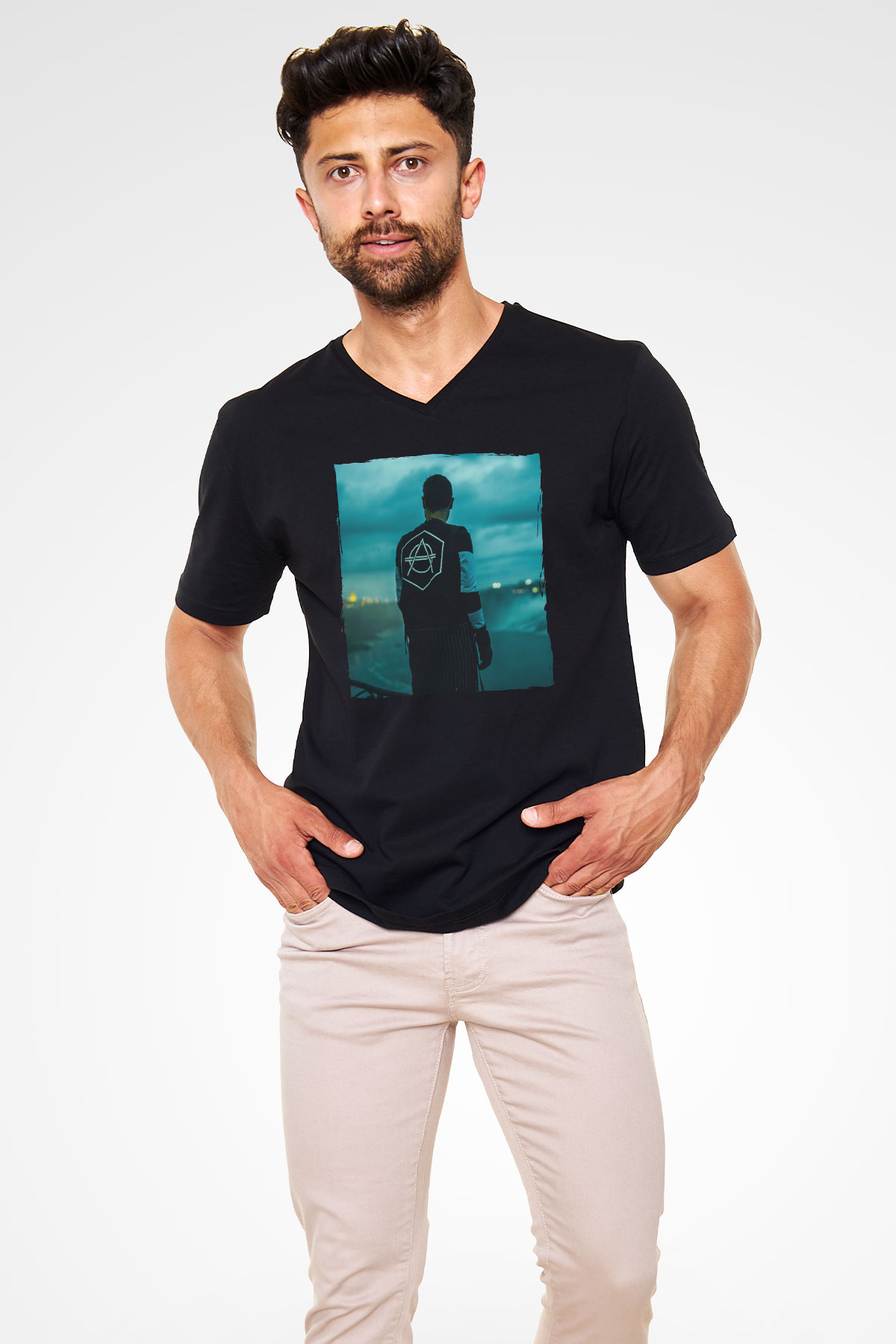 Don Diablo Siyah Unisex V Yaka Tişört