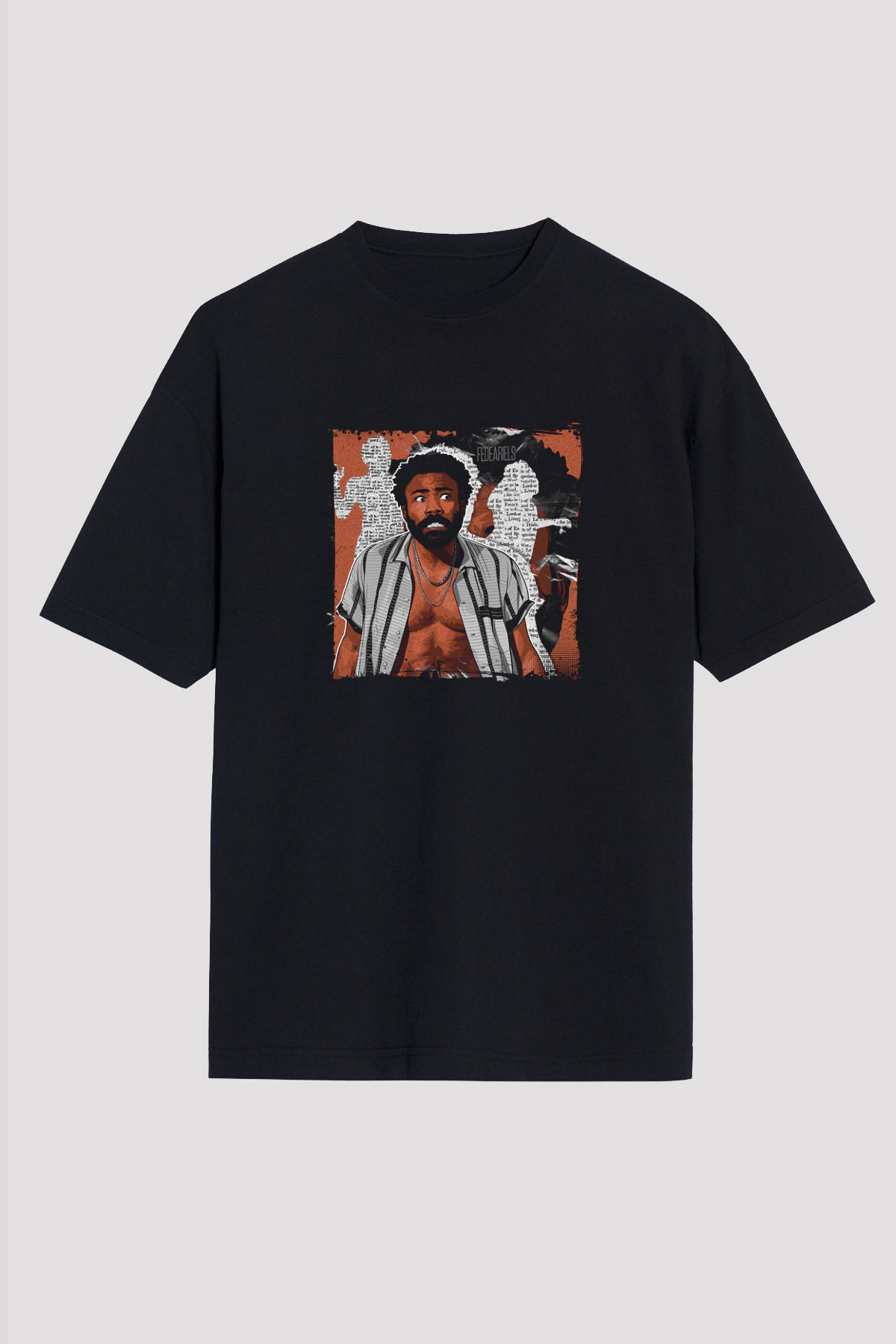 Donald Glover Baskılı Unisex Oversize Siyah Tişört