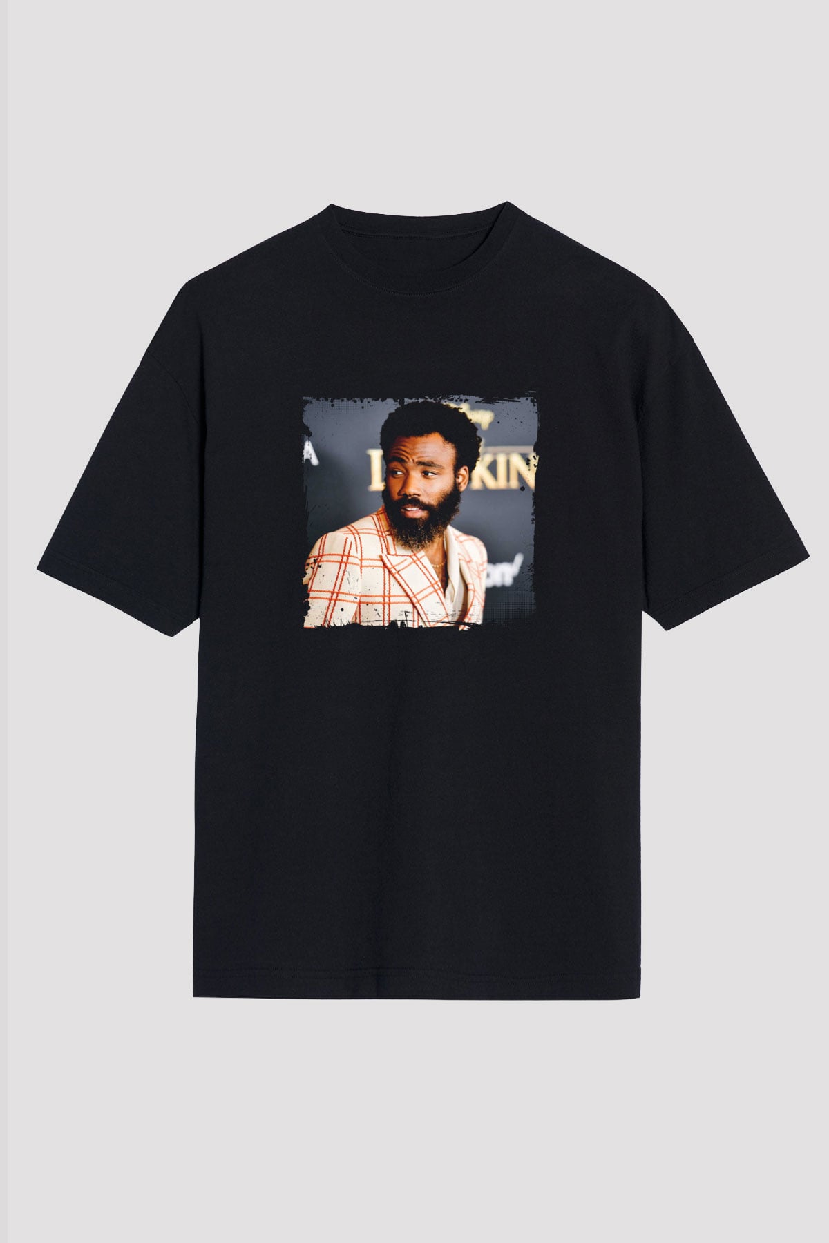 Donald Glover Baskılı Unisex Oversize Siyah Tişört
