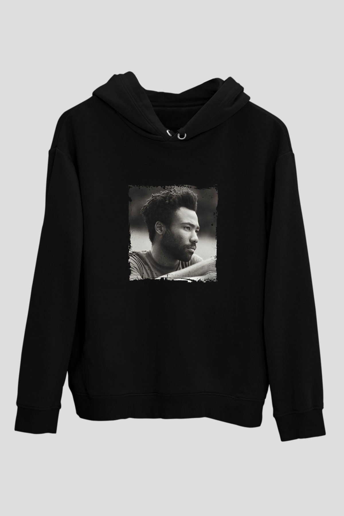 Donald Glover Baskılı Unisex Siyah Hoodie