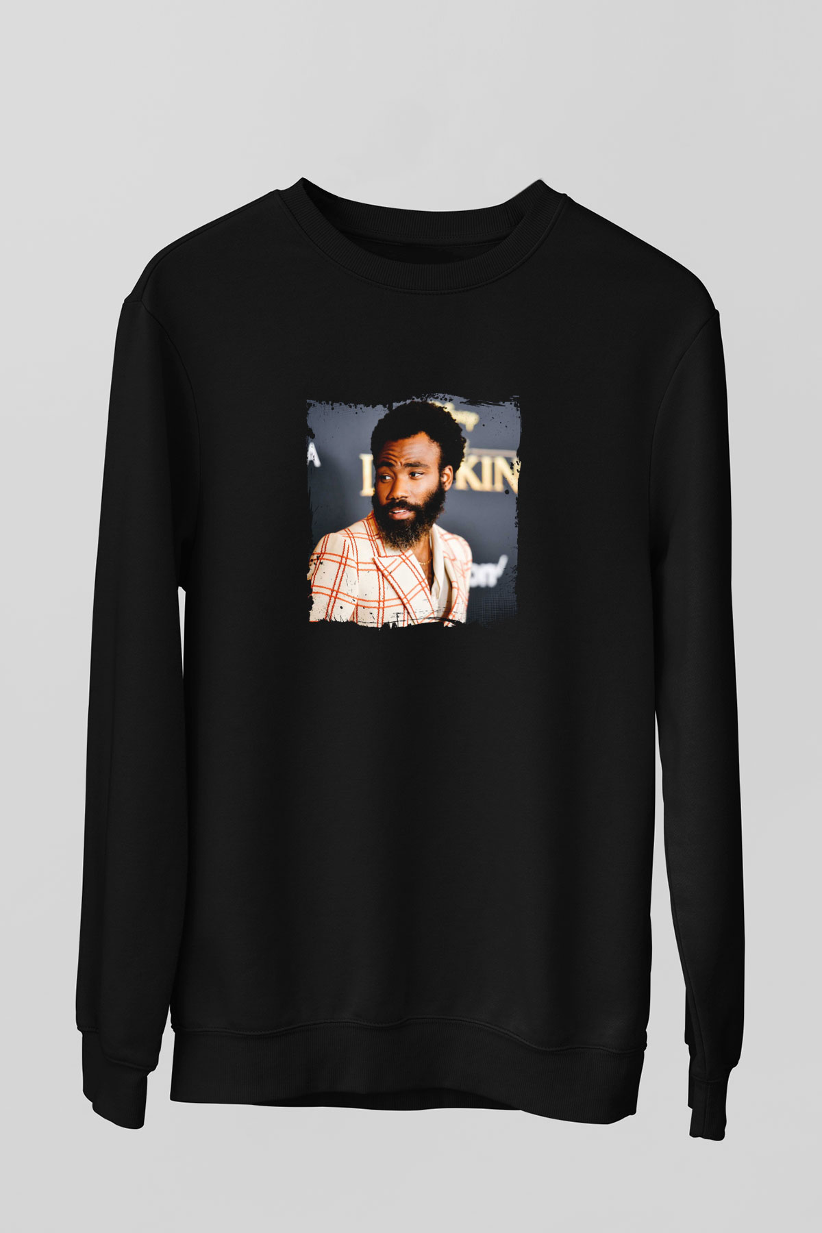 Donald Glover Baskılı Unisex Siyah Sweatshirt