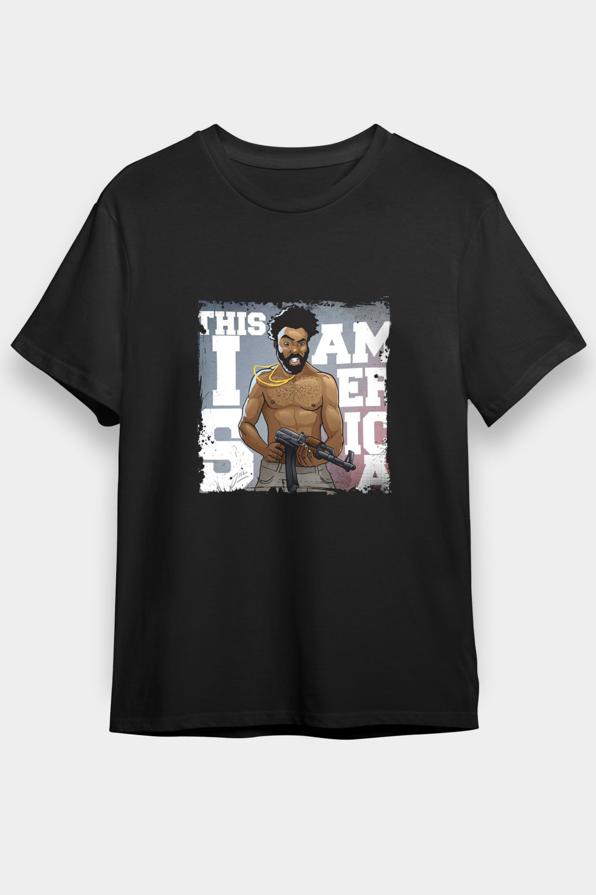 Donald Glover Baskılı Unisex Siyah Tişört