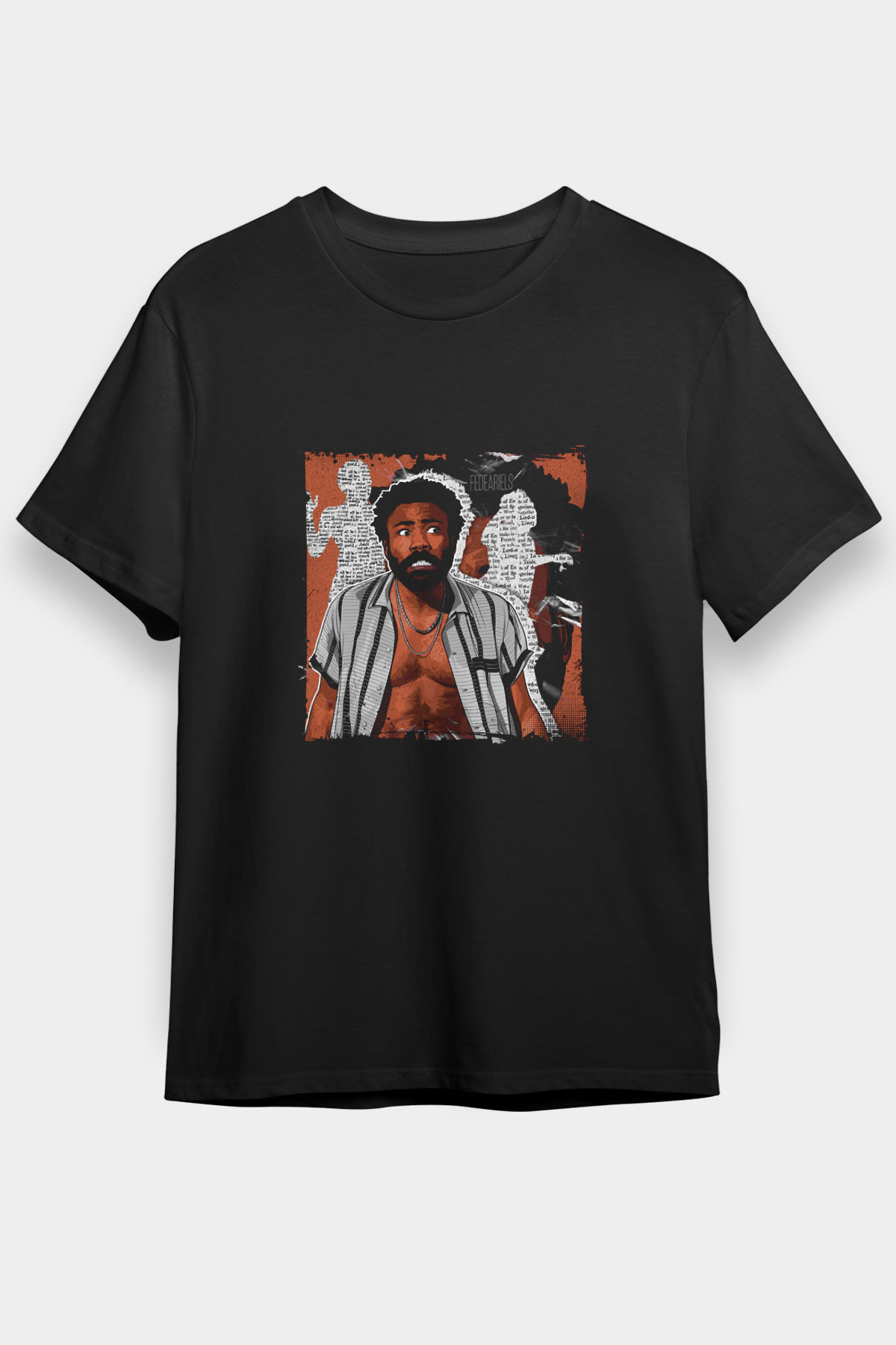 Donald Glover Baskılı Unisex Siyah Tişört