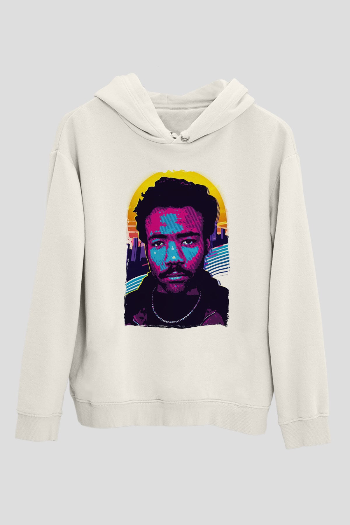 Donald Glover Beyaz Unisex Kapüşonlu Sweatshirt