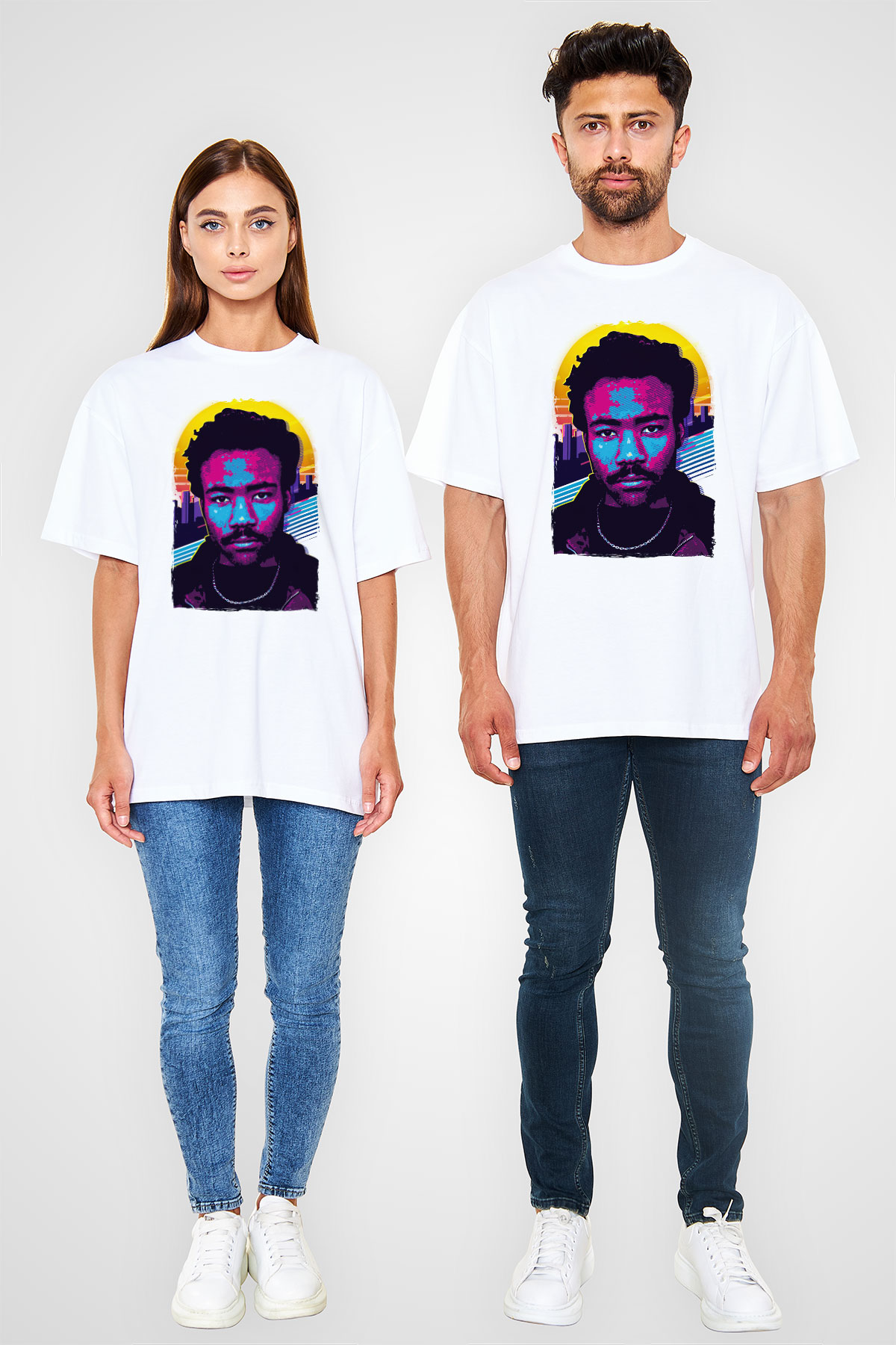Donald Glover Beyaz Oversize Tişört Oversize T-shirt - TişörtFabrikası