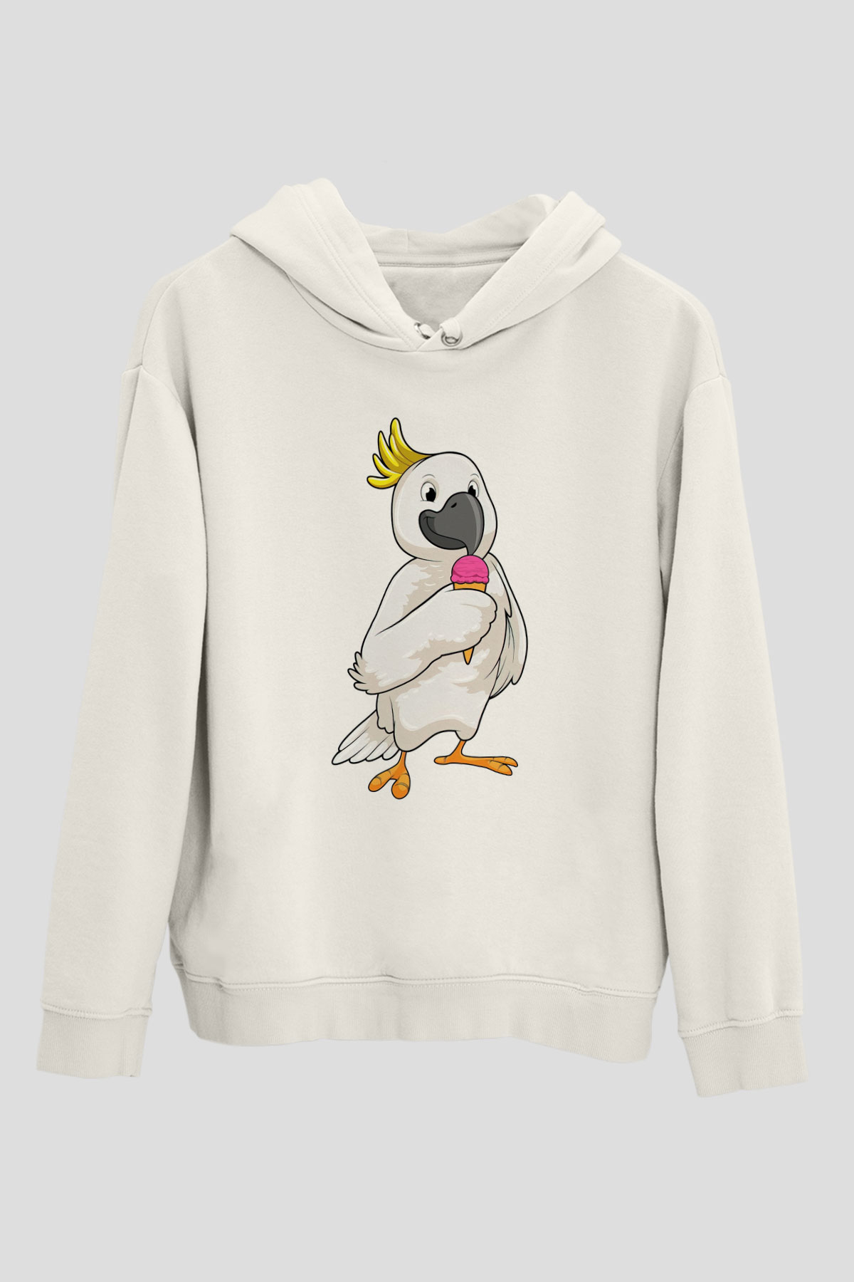 Dondurmacı Beyaz Unisex Kapüşonlu Sweatshirt