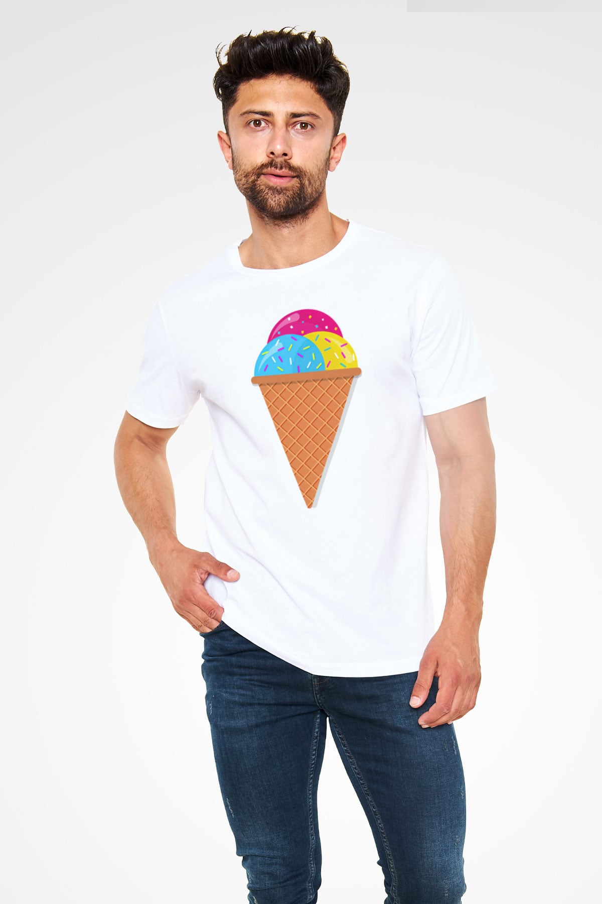 Dondurmacı Beyaz Unisex Tişört T-Shirt - TişörtFabrikası