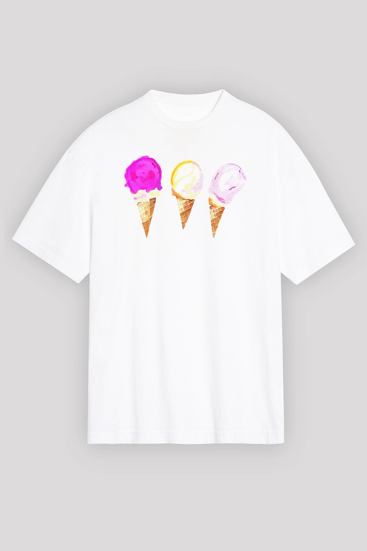 Dondurmacı Beyaz Oversize Tişört Oversize T-shirt - TişörtFabrikası