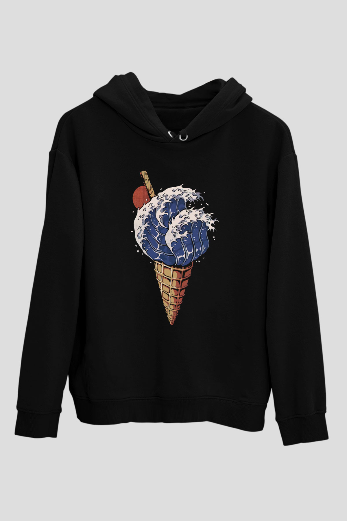 Dondurmacı Siyah Unisex Kapüşonlu Sweatshirt