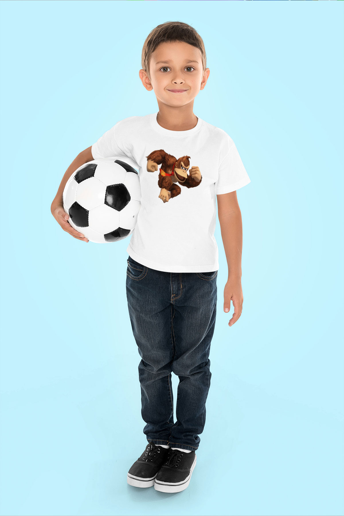 Donkey Kong Beyaz Unisex Çocuk Tişört
