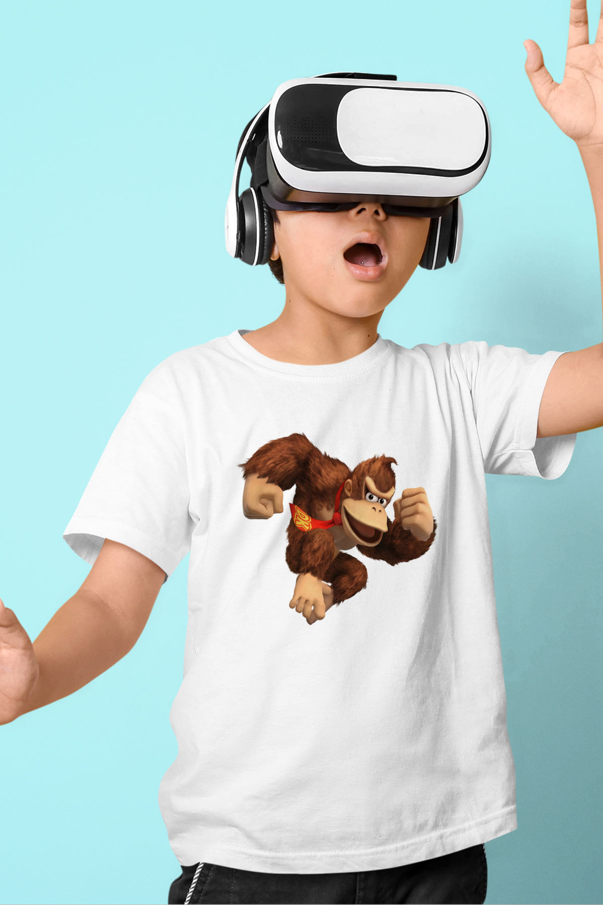 Donkey Kong Beyaz Unisex Çocuk Tişört