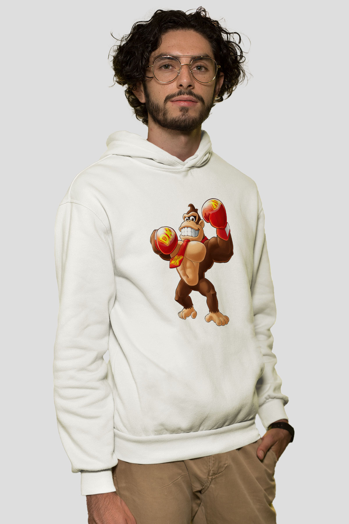 Donkey Kong Beyaz Unisex Hoodie