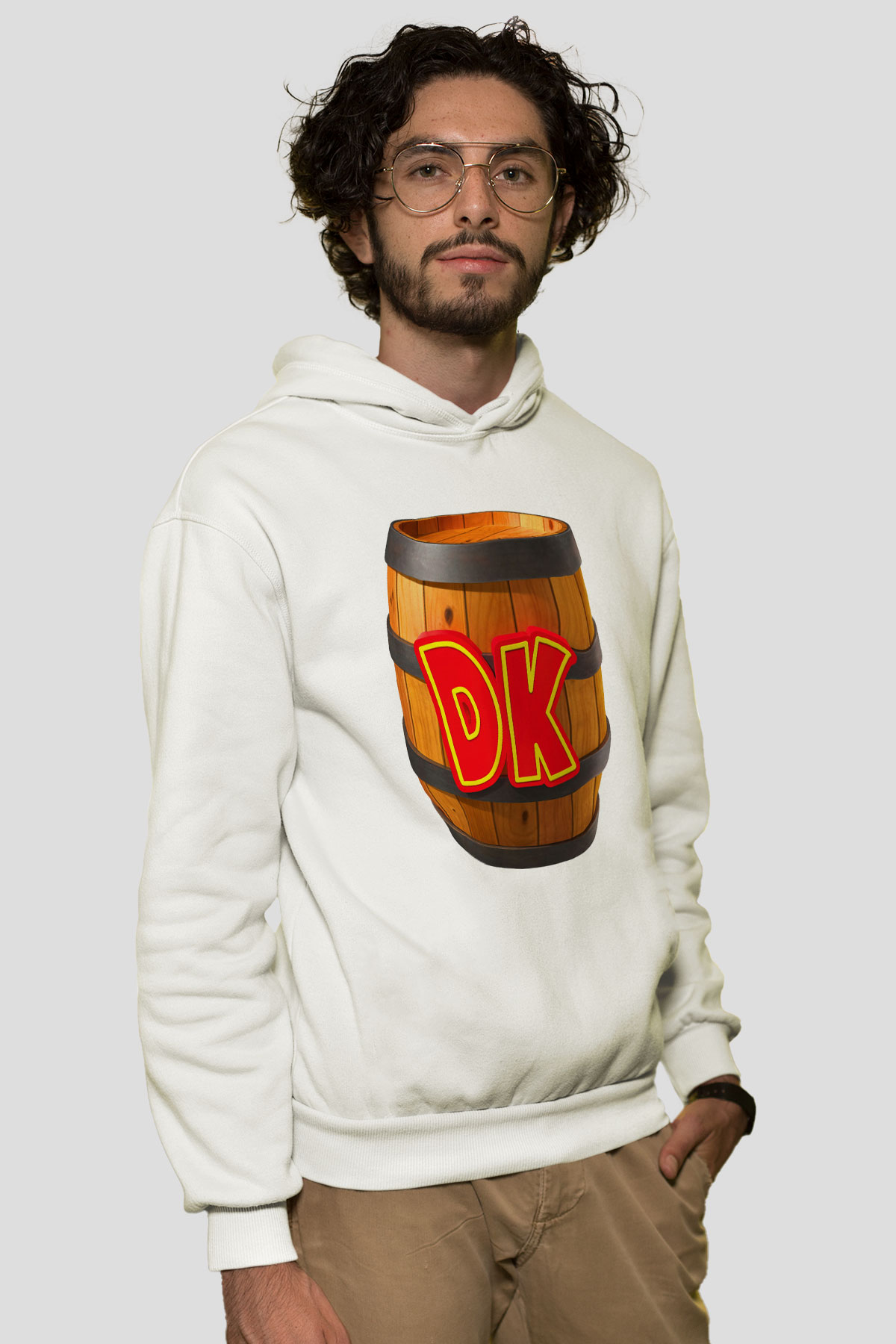 Donkey Kong Beyaz Unisex Kapşonlu Sweatshirt