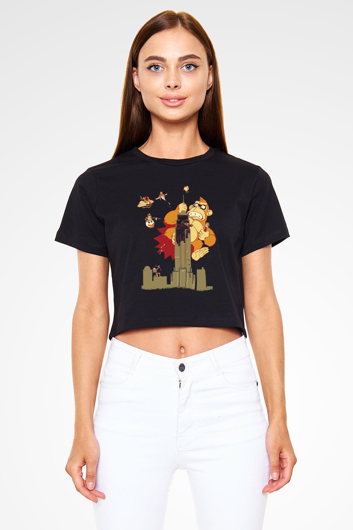 Donkey Kong Siyah   Crop Top Tişört