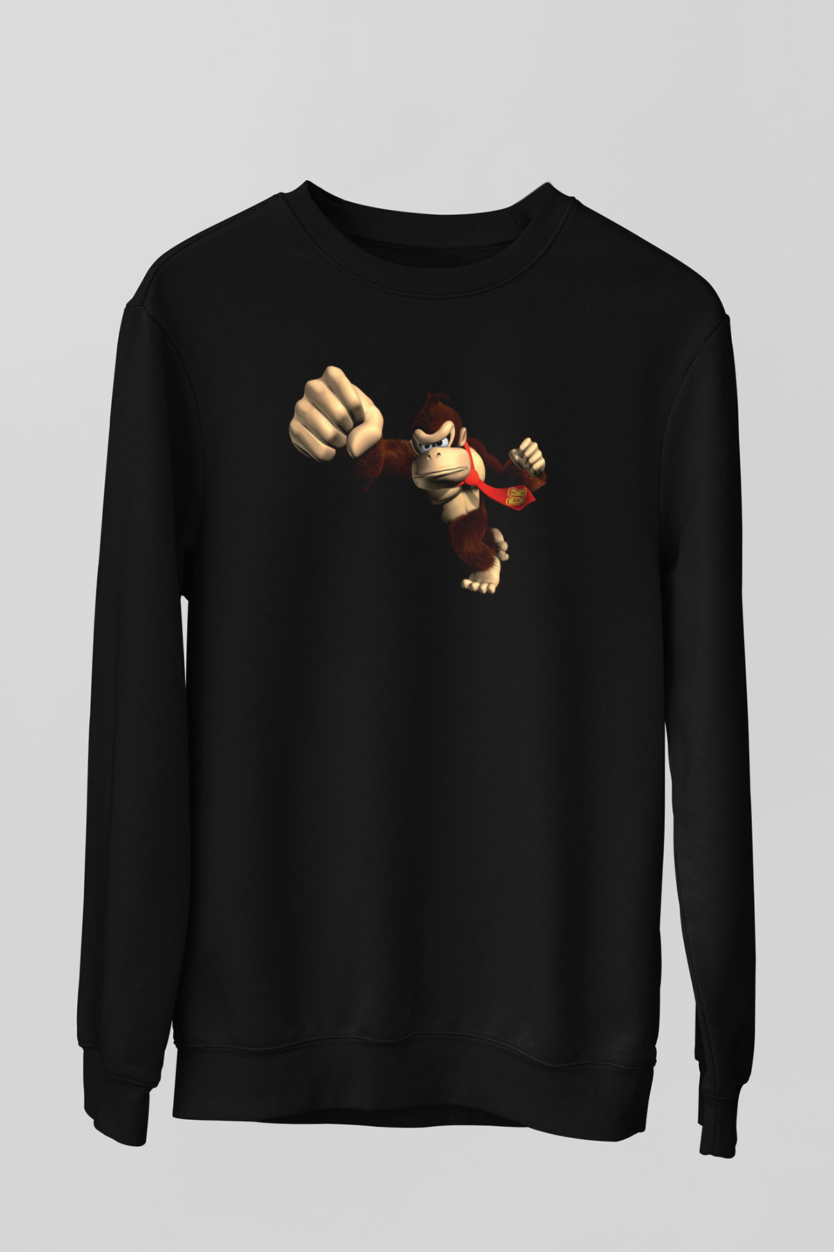 Donkey Kong Siyah Unisex Sweatshirt