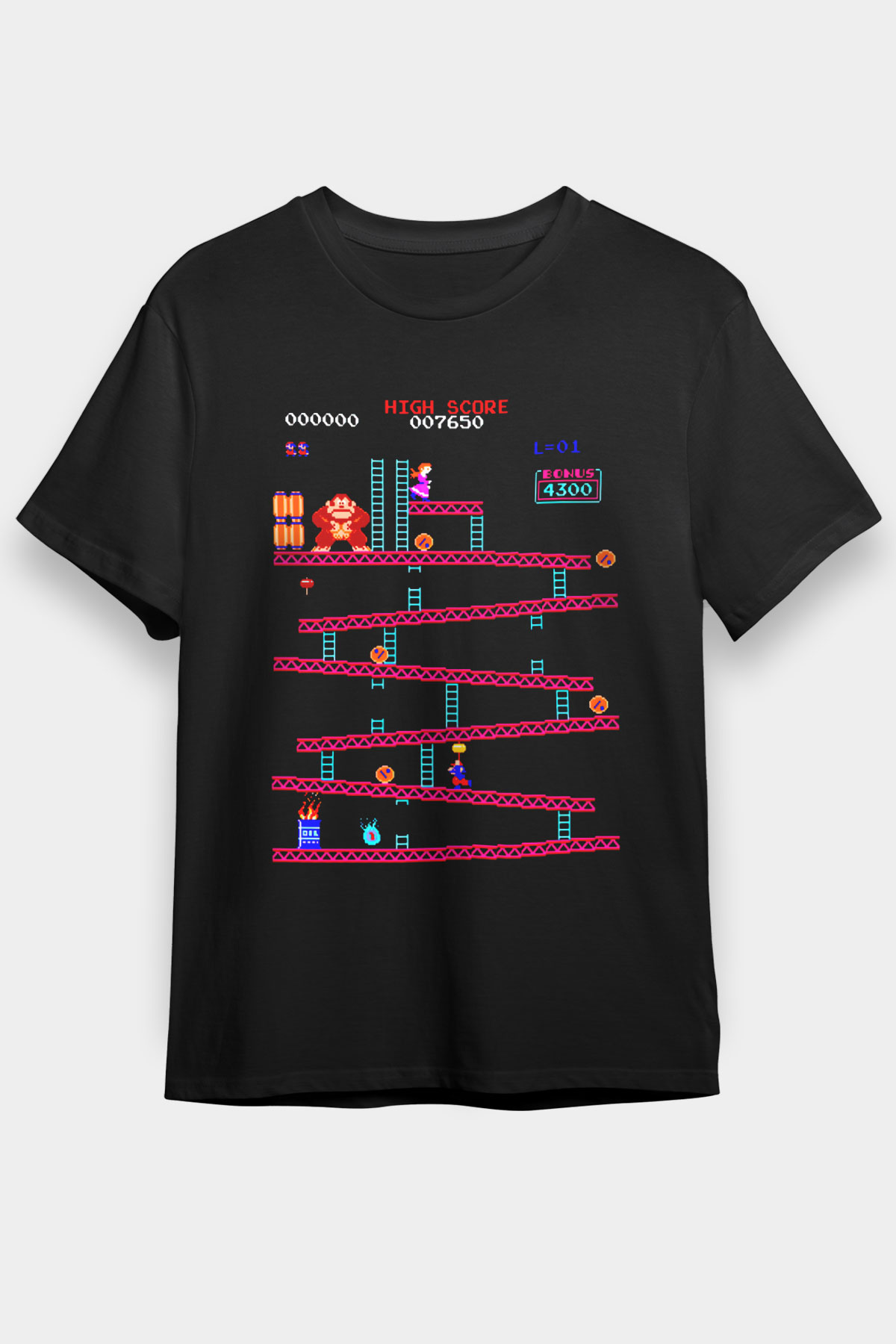 Donkey Kong Siyah Unisex Tişört