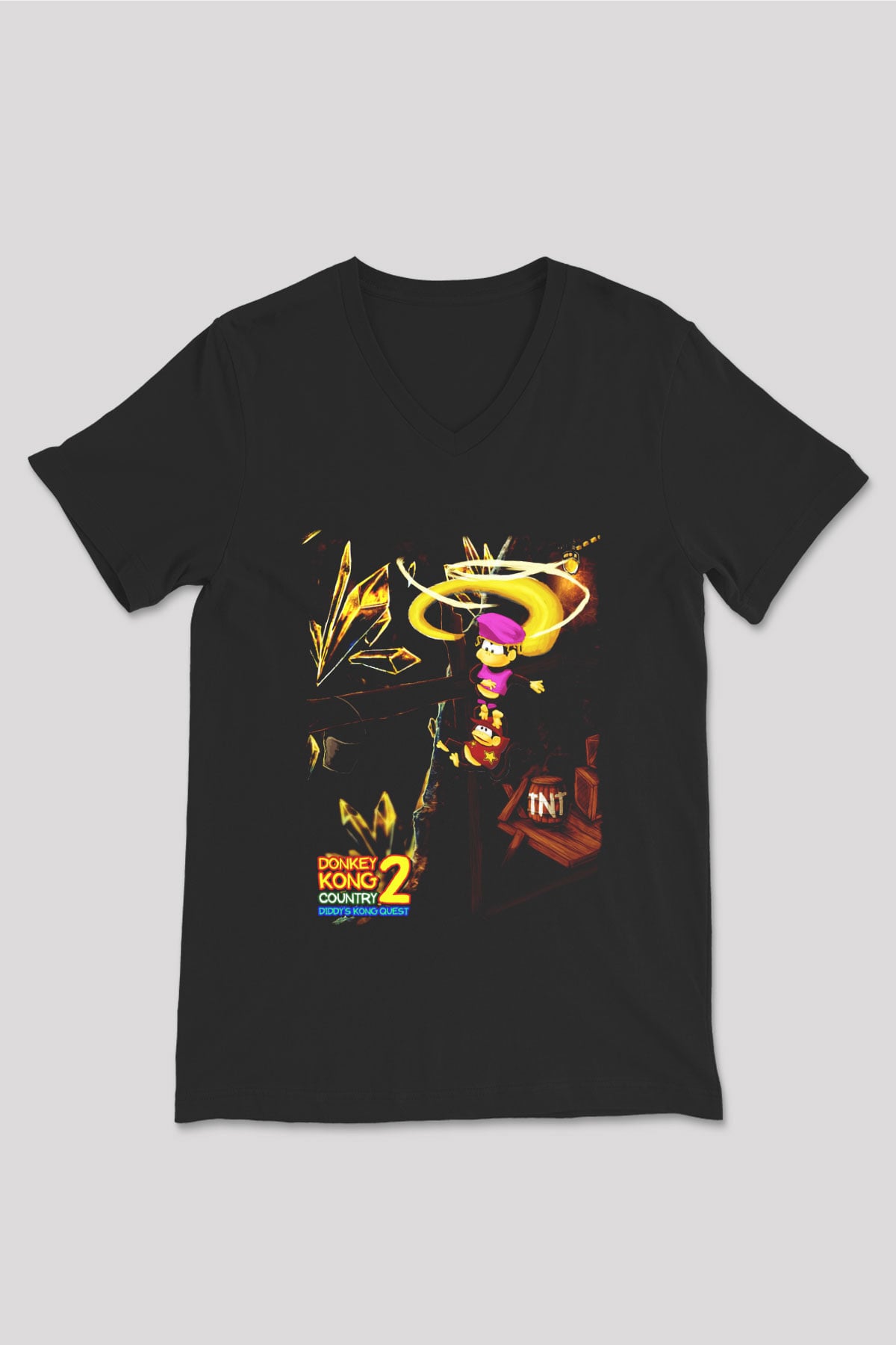 Donkey Kong Siyah Unisex  V Yaka Tişört