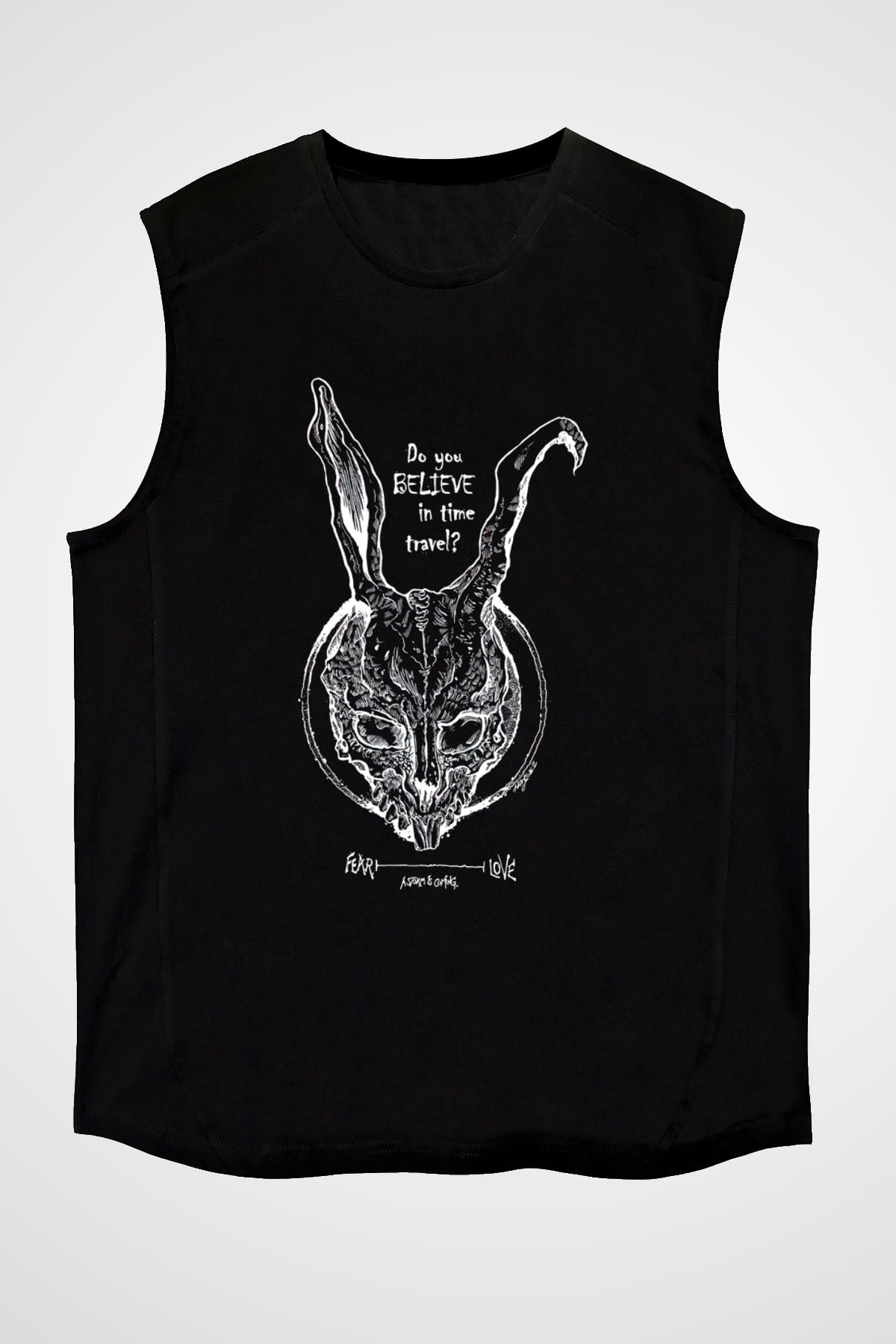 Donnie Darko Baskılı Unisex Siyah Kolsuz Tişört - Tshirt