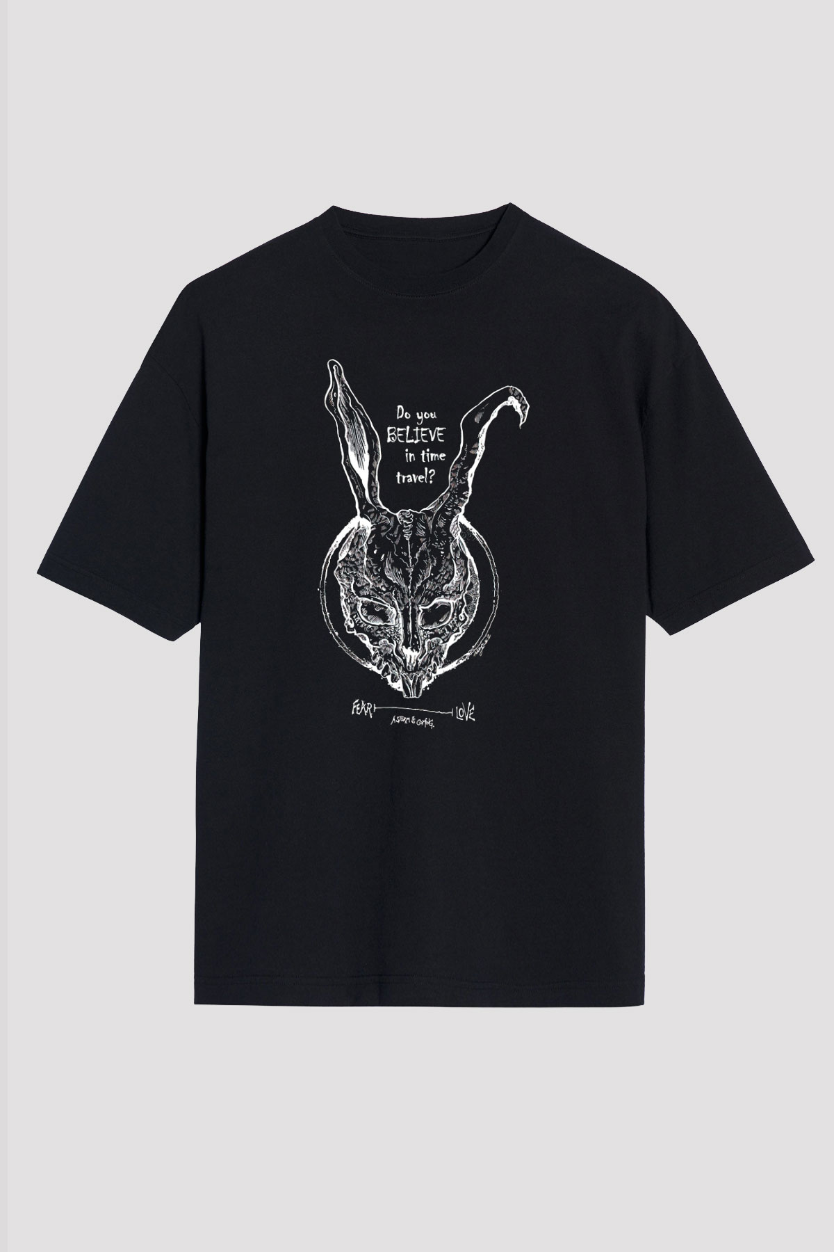 Donnie Darko Baskılı Unisex Siyah Oversize Tişört - Tshirt