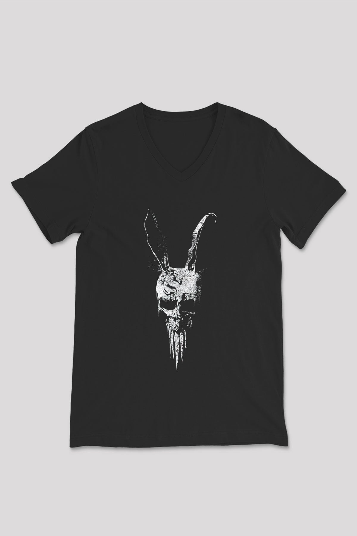 Donnie Darko Baskılı Unisex Siyah V Yaka Tişört - Tshirt