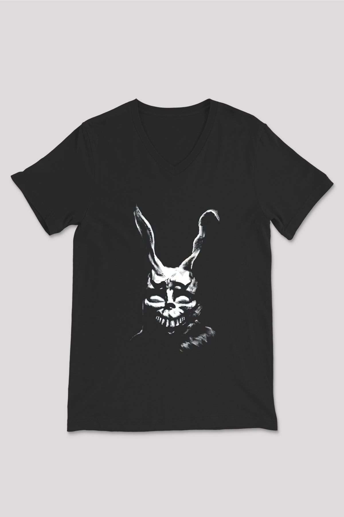 Donnie Darko Baskılı Unisex Siyah V Yaka Tişört - Tshirt
