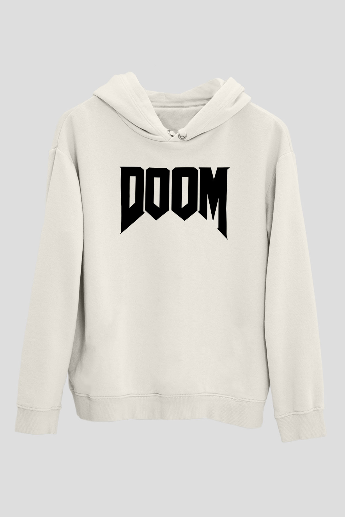 Doom Beyaz Unisex Kapşonlu Sweatshirt