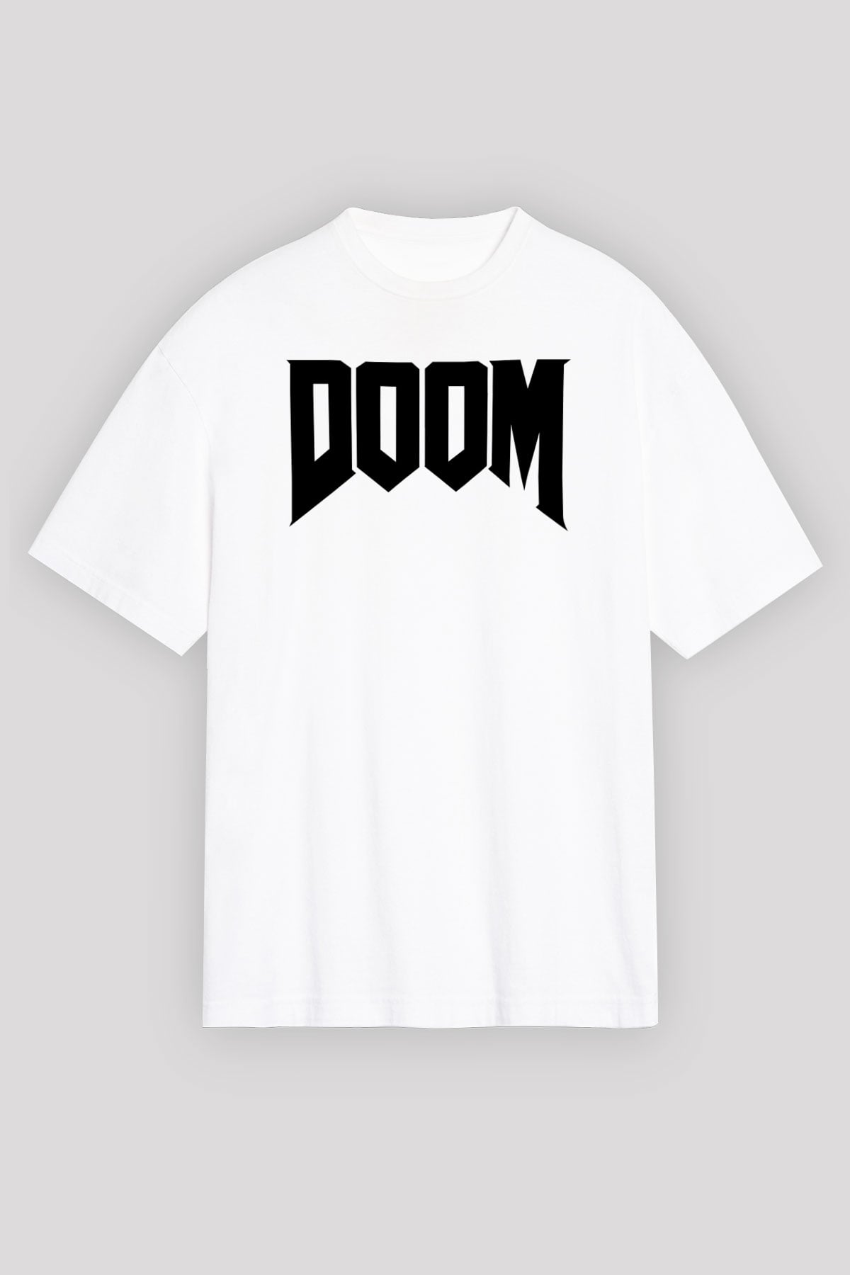Doom Beyaz Unisex Oversize Tişört T-Shirt