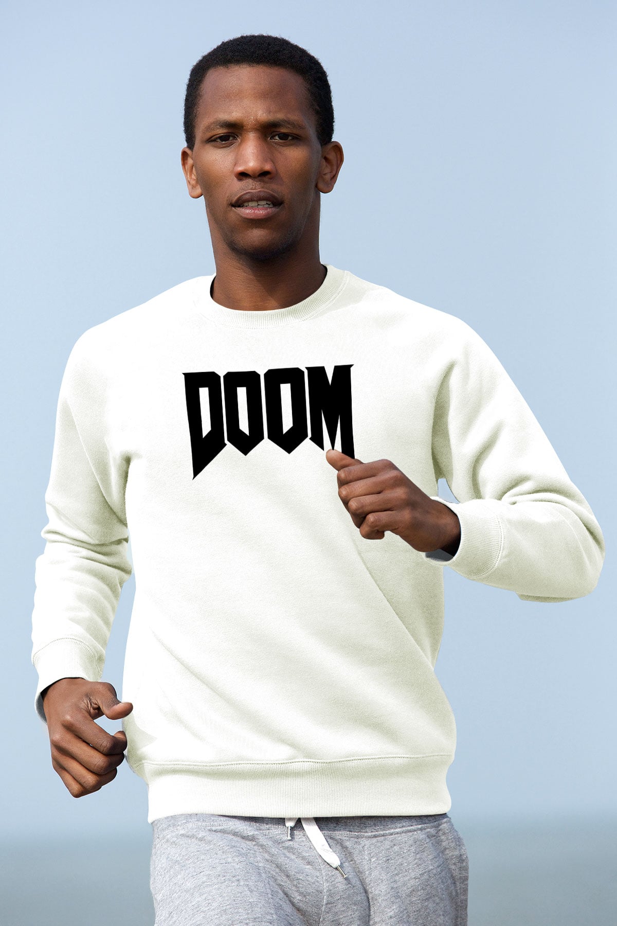 Doom Beyaz Unisex Sweatshirt