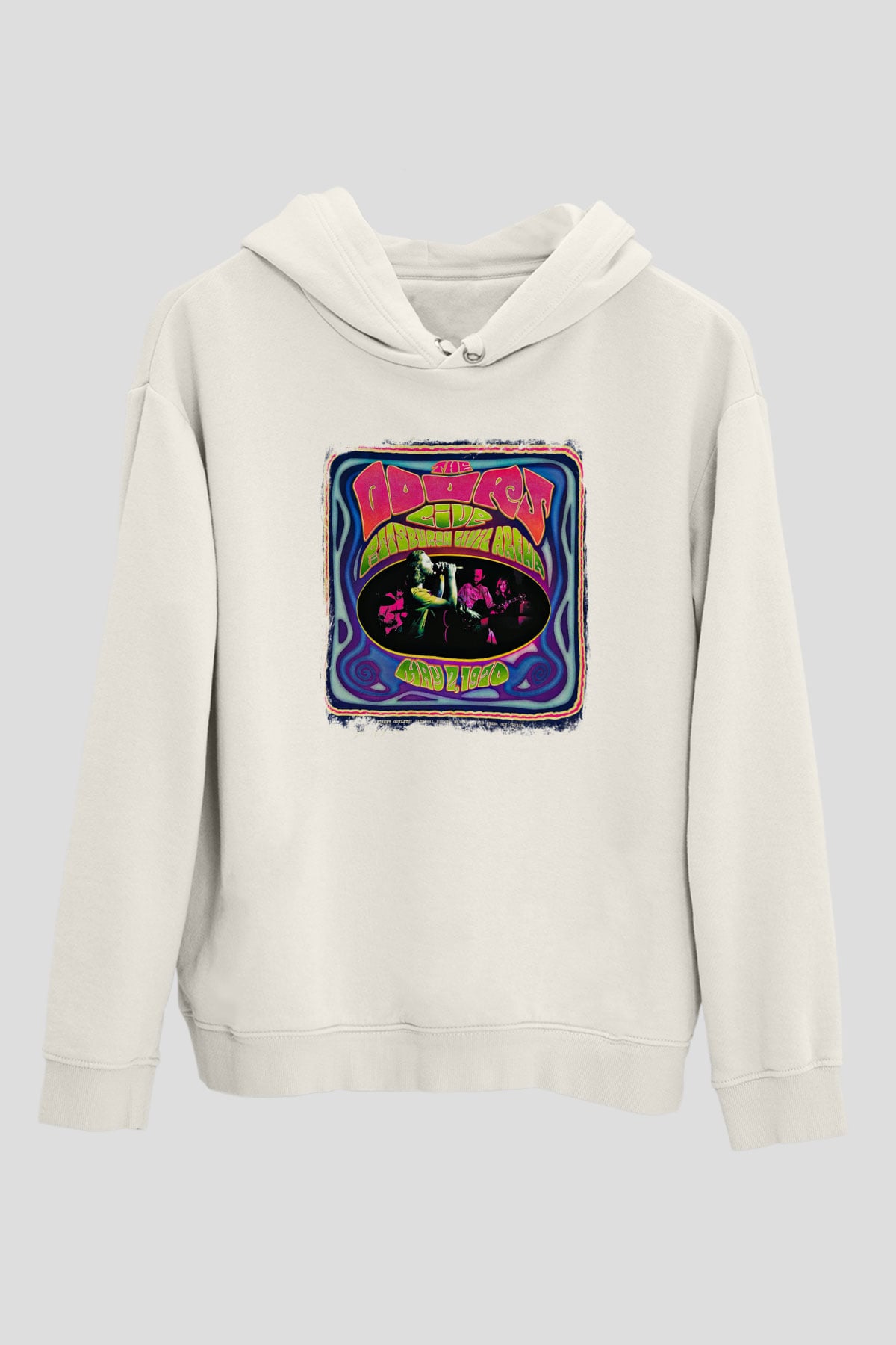 Doors Baskılı Unisex Beyaz Hoodie