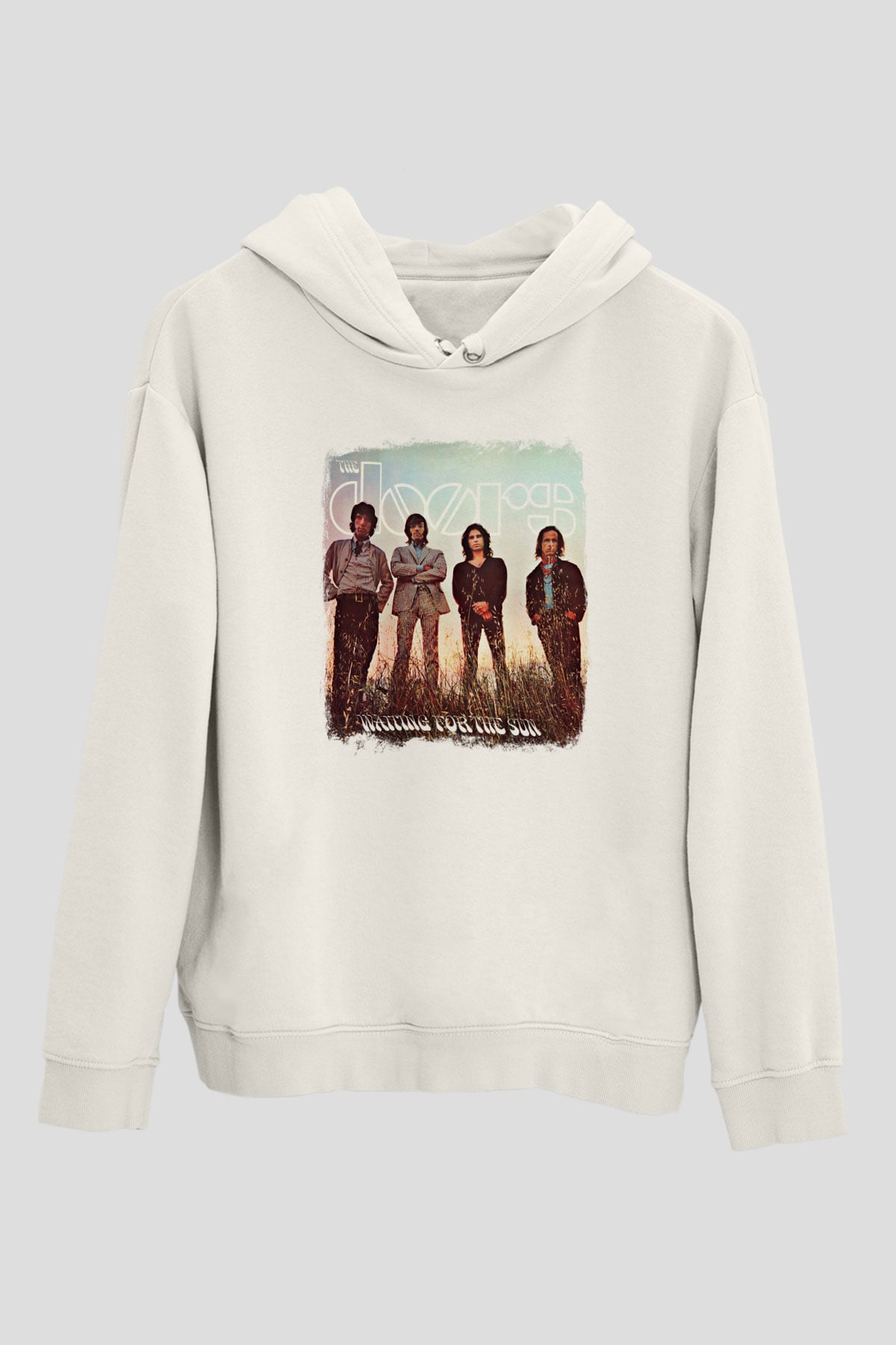 Doors Baskılı Unisex Beyaz Hoodie