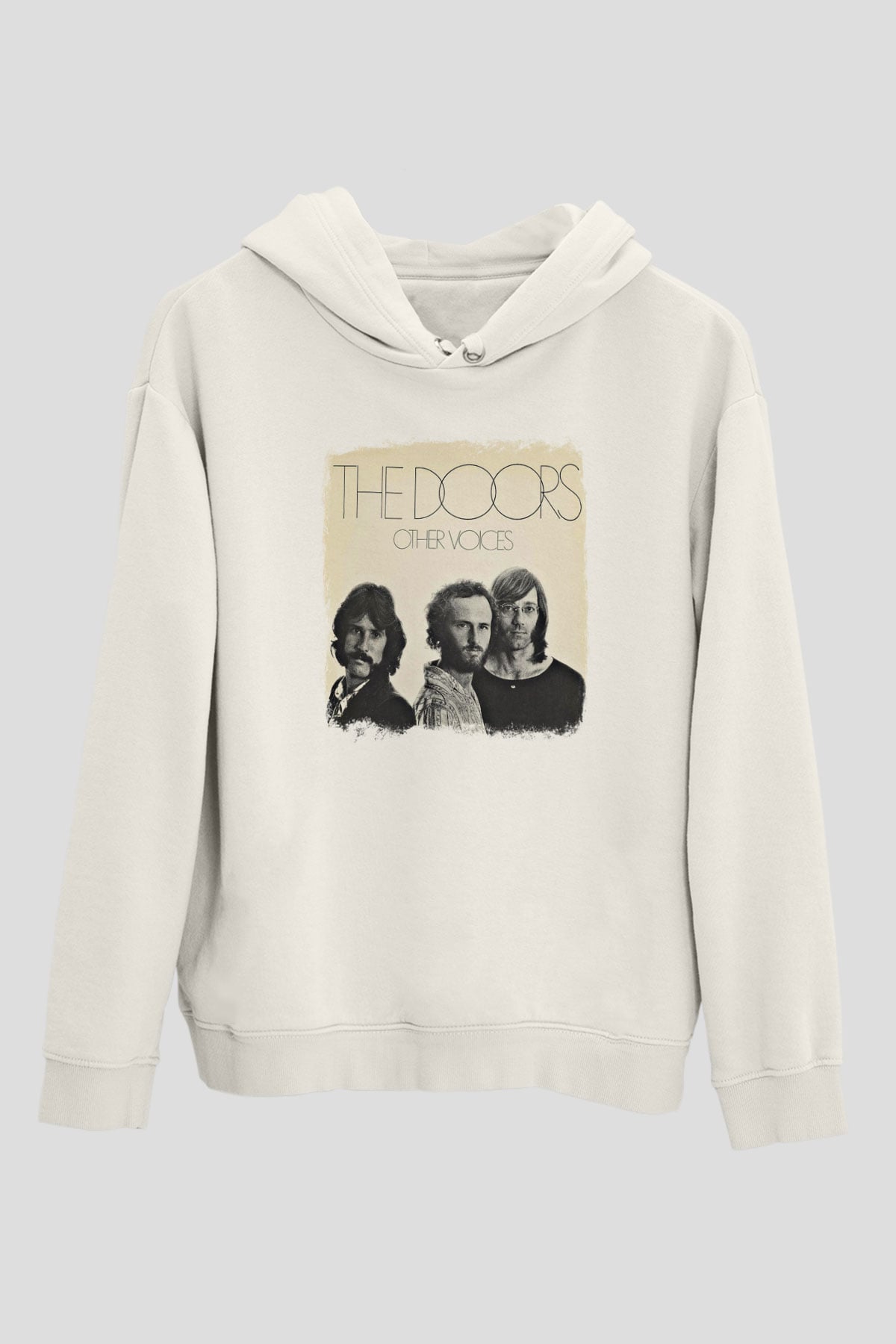 Doors Baskılı Unisex Beyaz Hoodie