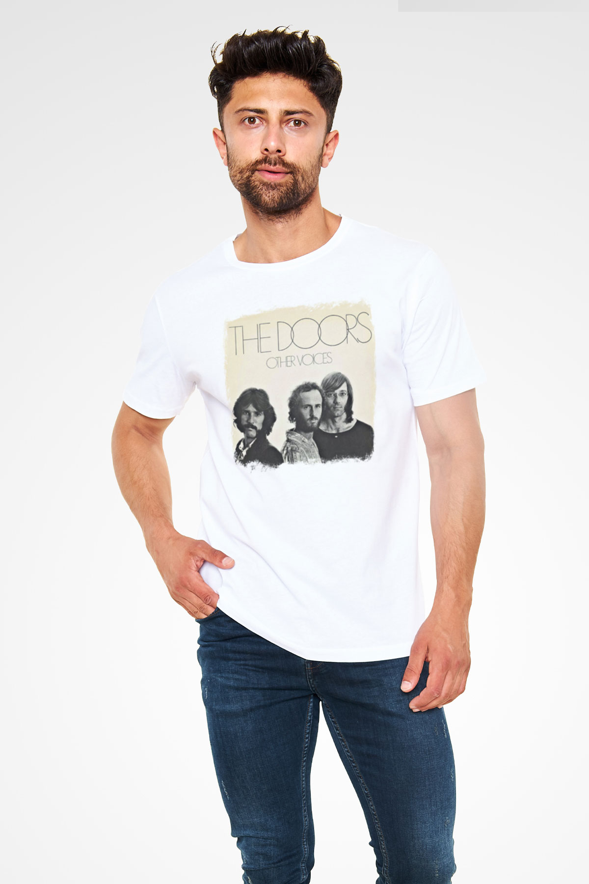 Doors Baskılı Unisex Beyaz Tişört