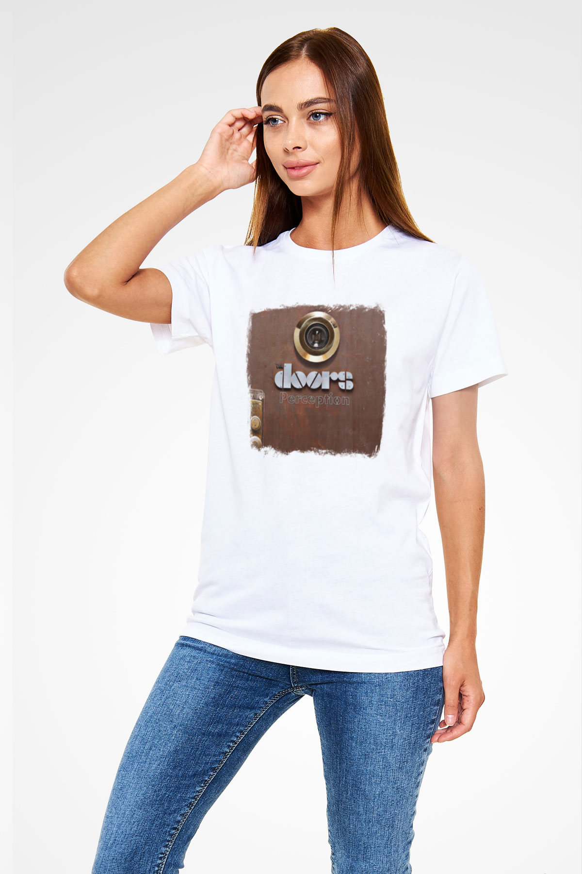 Doors Baskılı Unisex Beyaz Tişört