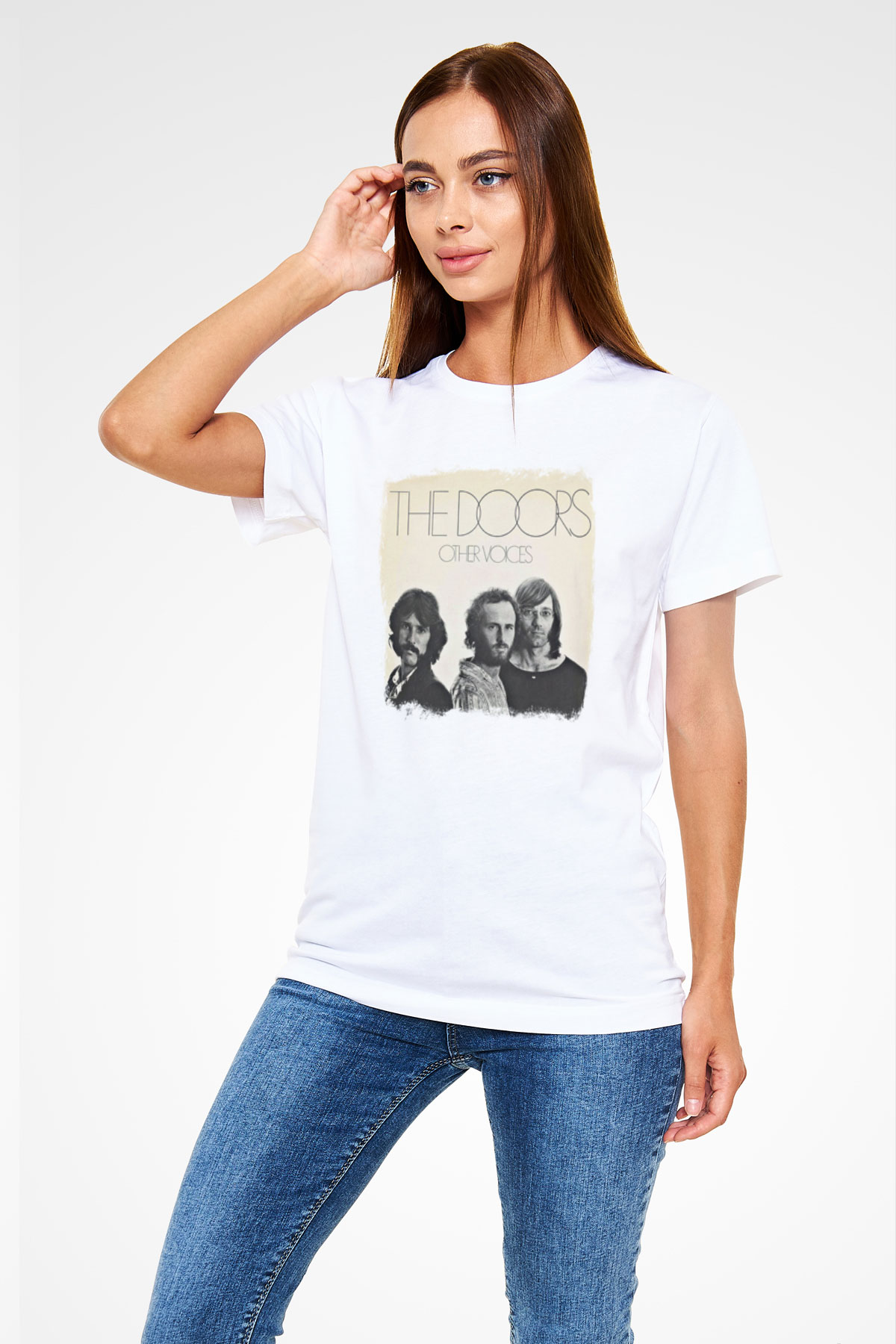 Doors Baskılı Unisex Beyaz Tişört