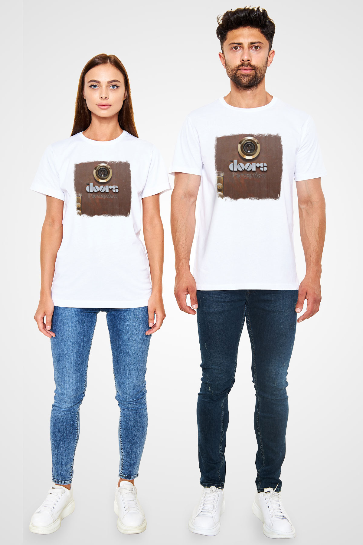 Doors Baskılı Unisex Beyaz Tişört