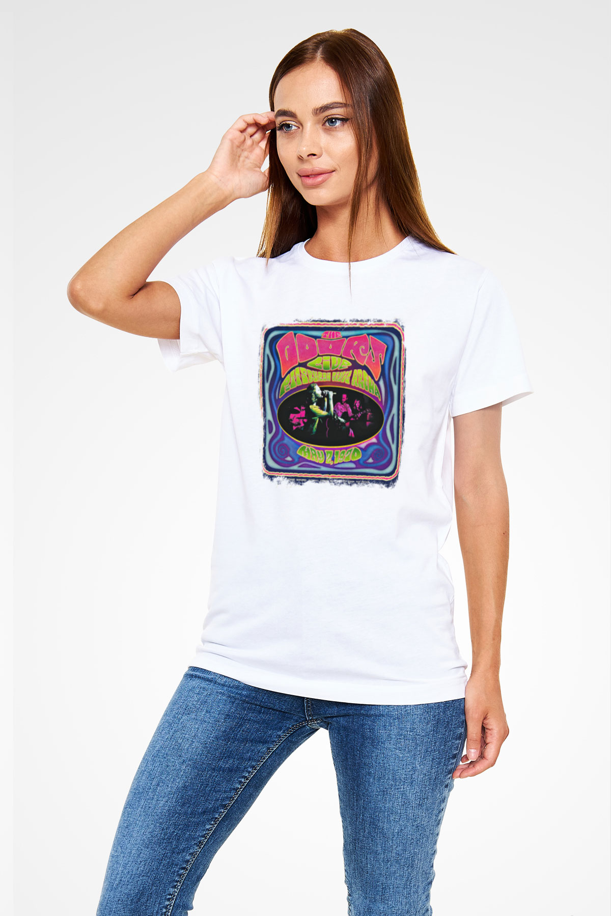 Doors Baskılı Unisex Beyaz Tişört