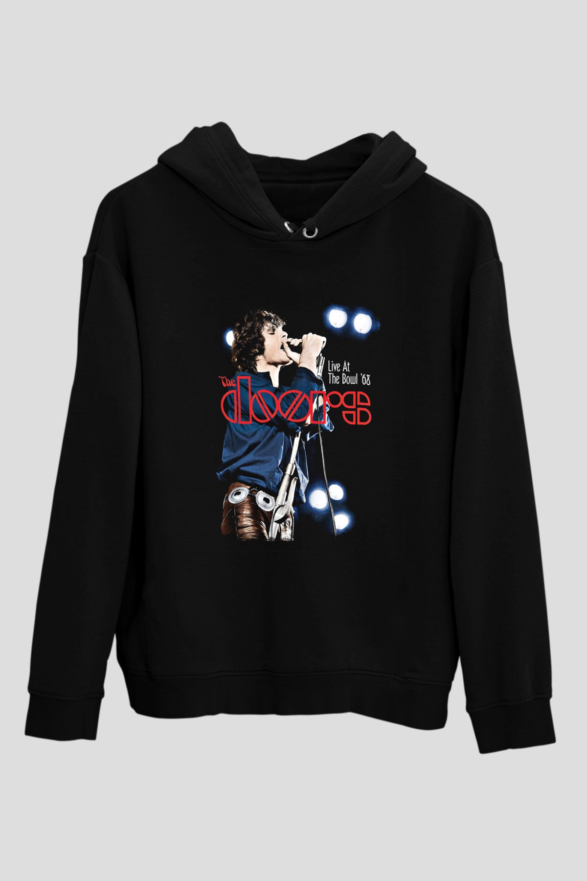 Doors Baskılı Unisex Siyah Hoodie