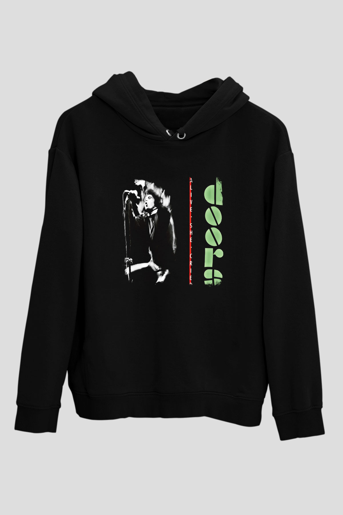 Doors Baskılı Unisex Siyah Hoodie