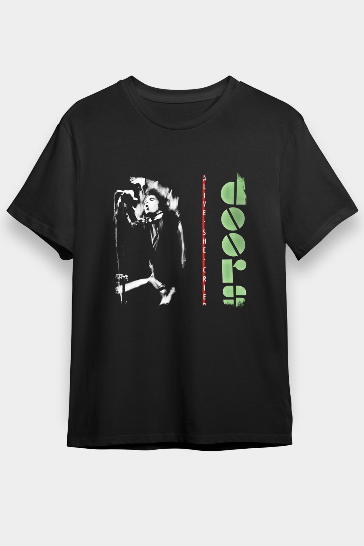 Doors Baskılı Unisex Siyah Tişört