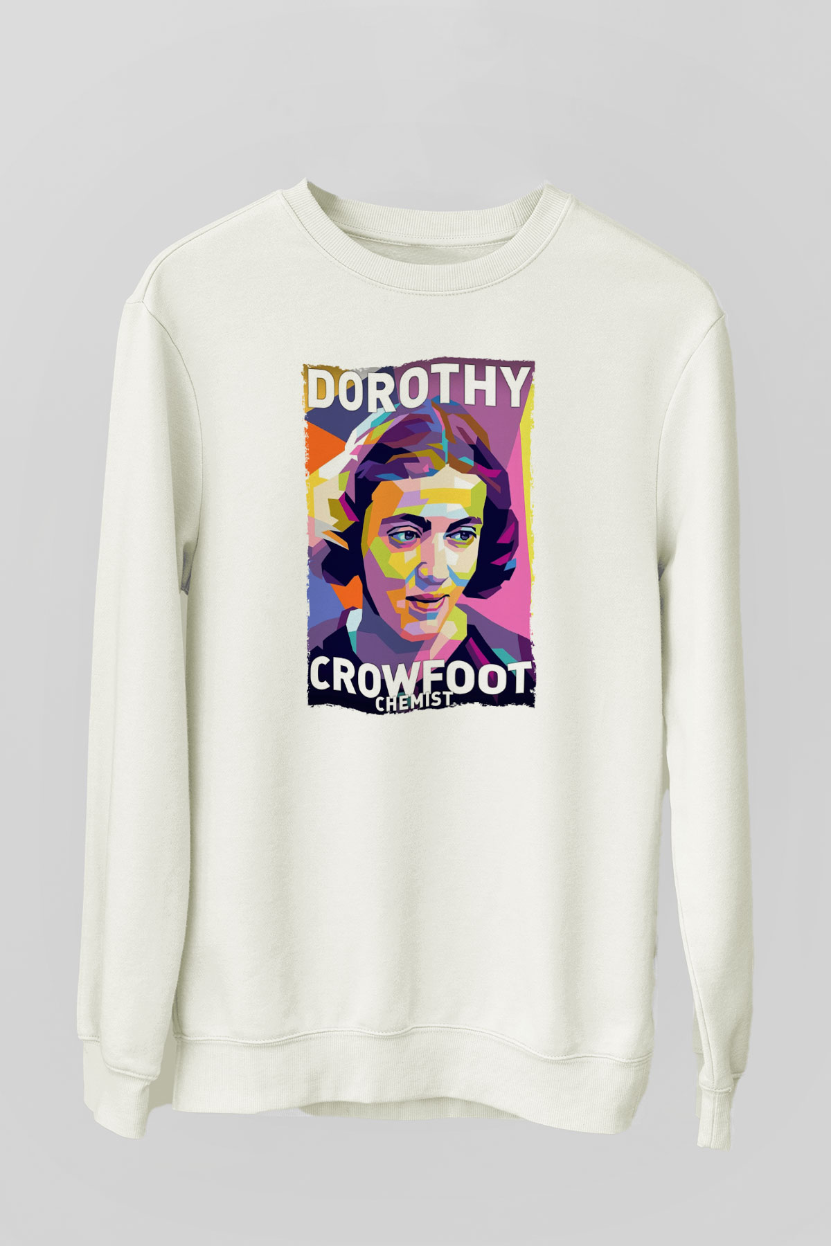 Dorothy Crowfoot Hodgkin Baskılı Unisex Ekru Sweatshirt