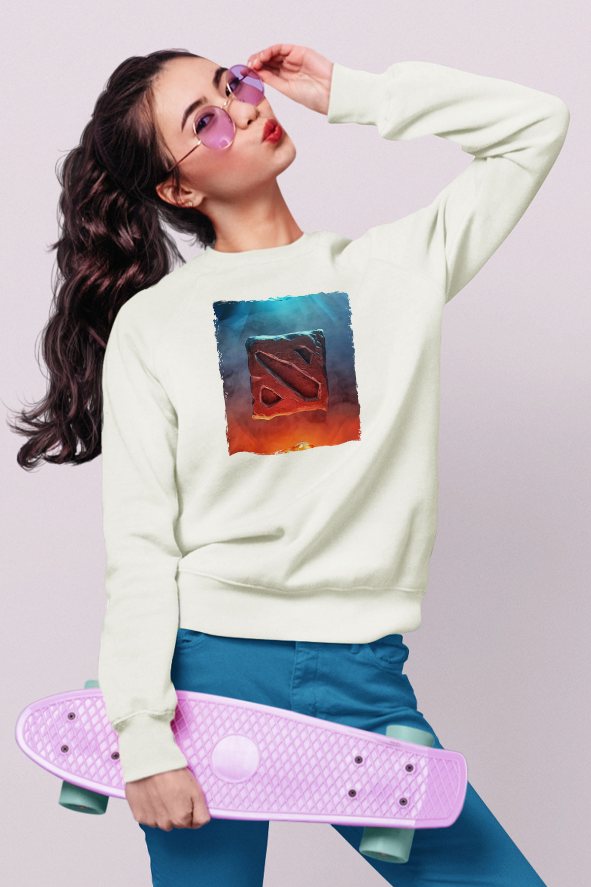 Dota 2 Beyaz Unisex Sweatshirt
