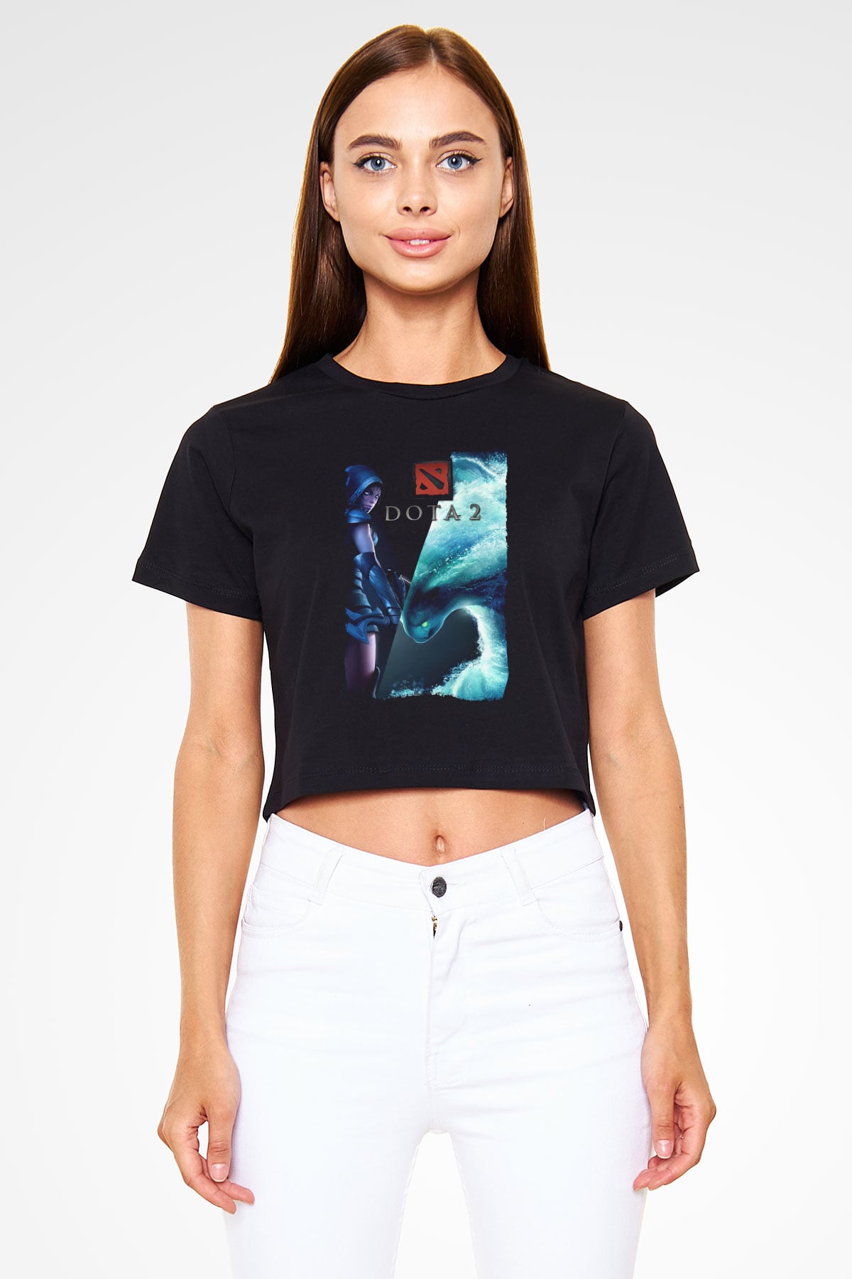 Dota 2 Siyah  Crop Top Tişört