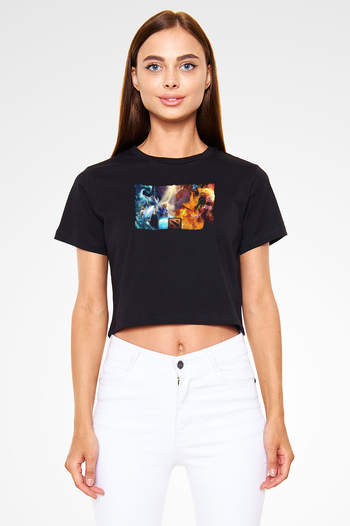 Dota 2 Siyah  Crop Top Tişört