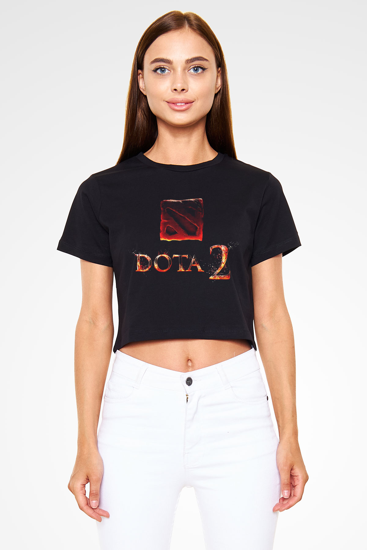 Dota 2 Siyah Crop Top Tişört