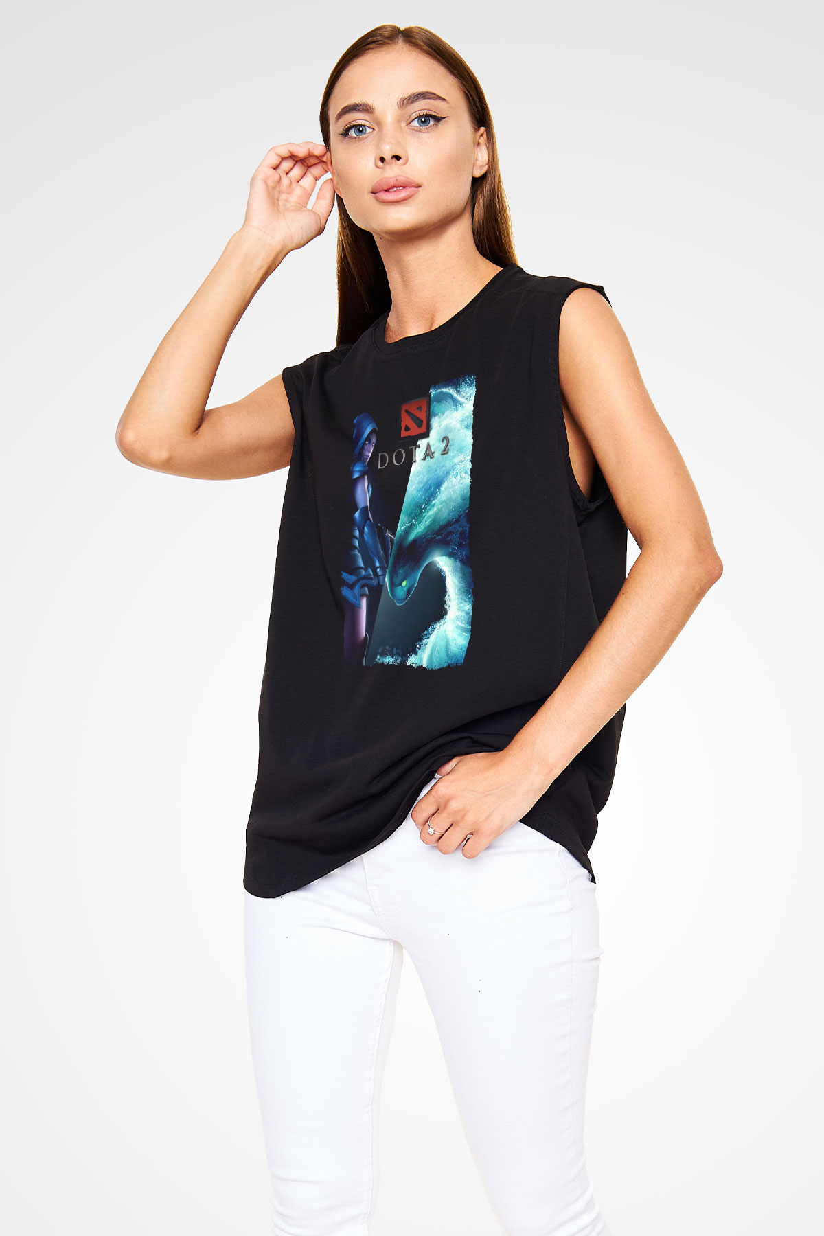 Dota 2 Siyah Unisex Kolsuz Tişört