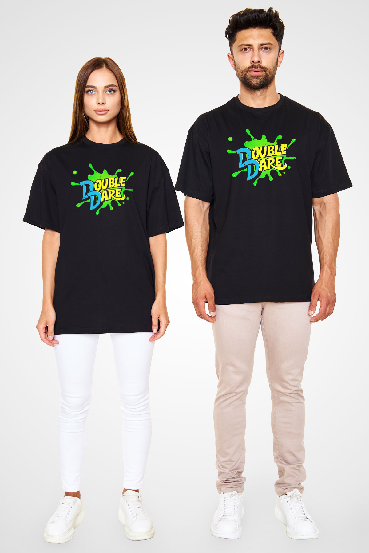 Double Dare Siyah Oversize Tişört